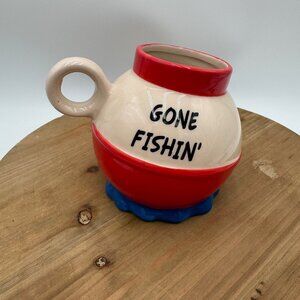 Bigmouth Bobber GONE FISHIN' Coffee Mug cup Fishing float Desk Pen Holder Mancav